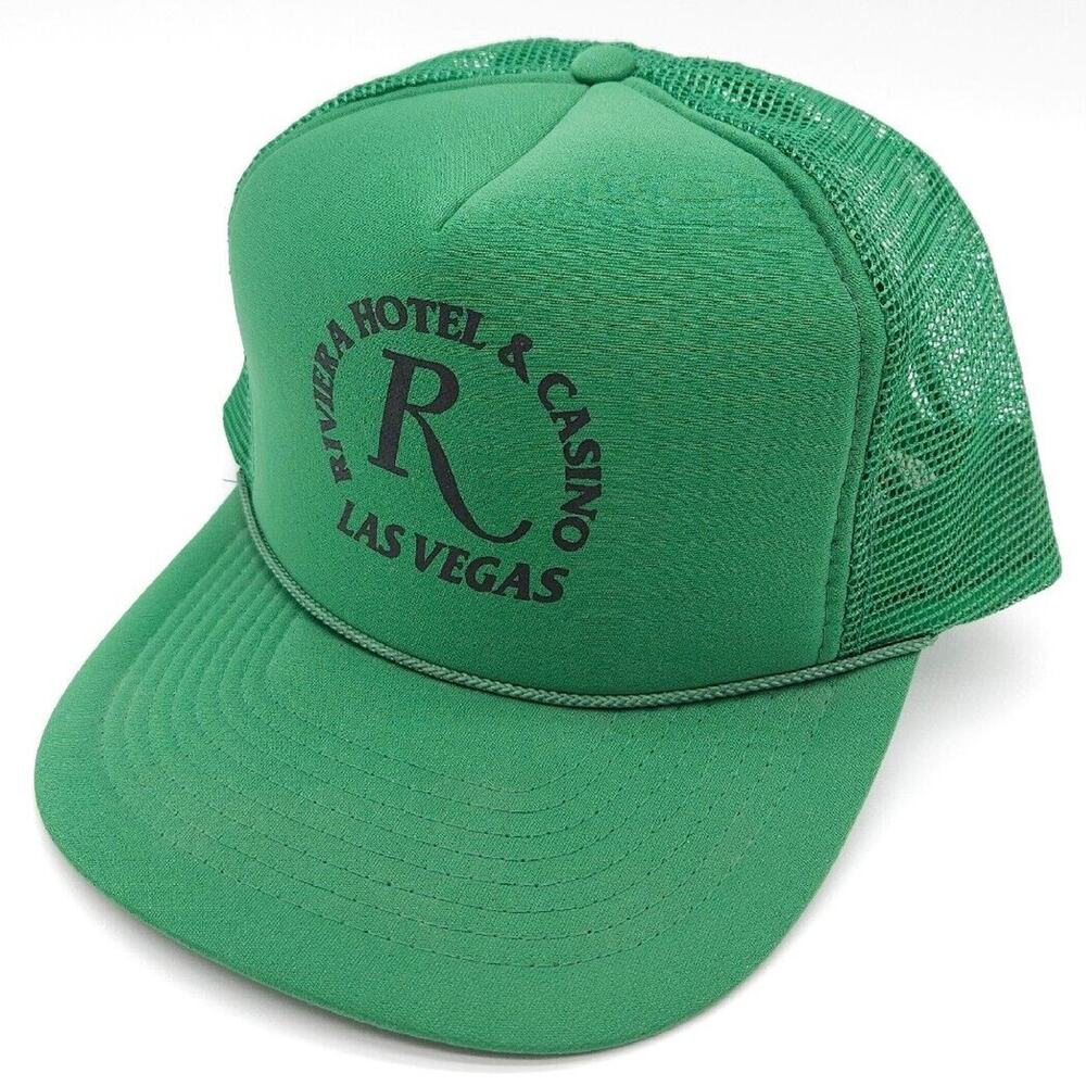 Vintage Riviera Las Vegas Hotel Casino Mesh Trucker Rope Hat Cap Snapback Green
